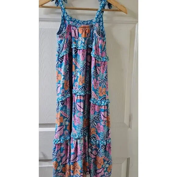 Kat & Jack Girls Dress M 7-8 Boho Cottagecore Floral Garden Tea Party Maxi - Picture 4 of 12